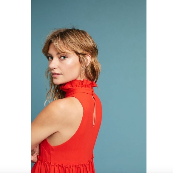NWOT Anthropologie Ruffled Turtleneck Swing Dress - Picture 3 of 5